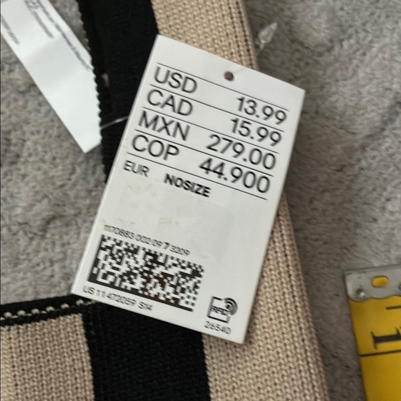 NWT H&M Striped Black and Beige Tote Bag - Picture 4 of 6